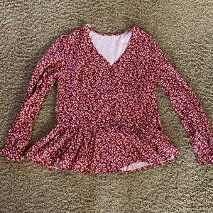 Women’s burgundy and white floral top